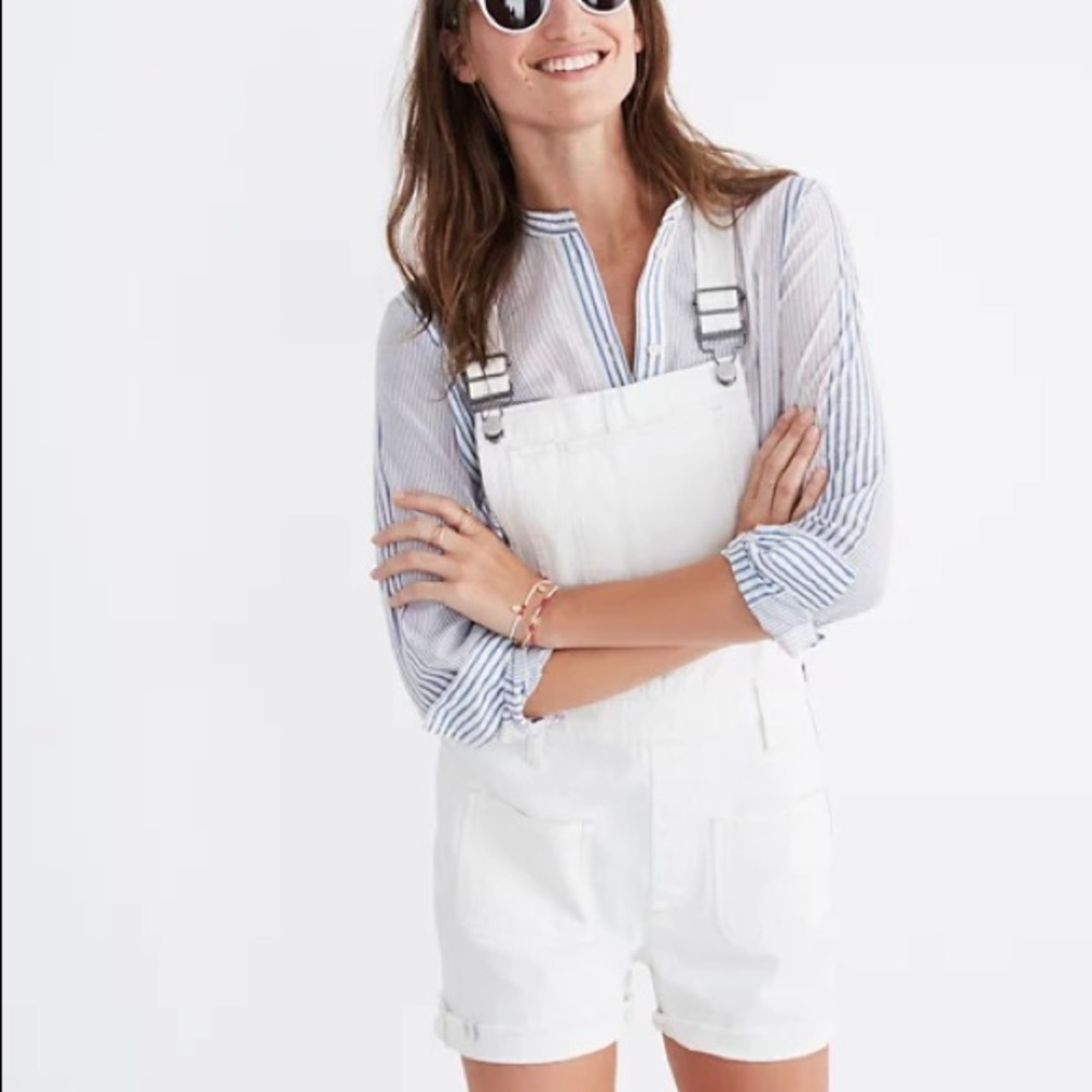 Madewell Adirondack Short Overalls in Tile White